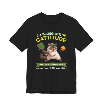 Exotic Shorthair Cat Pickleball T-Shirt - Dinking With Cattitude Funny Shirt