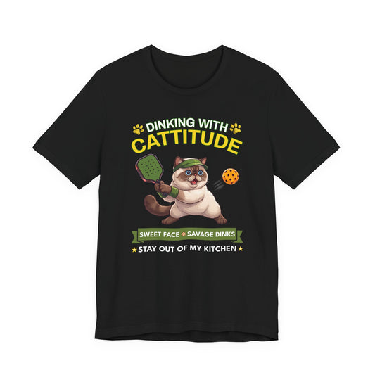 Exotic Shorthair Cat Pickleball T-Shirt - Dinking With Cattitude Funny Shirt