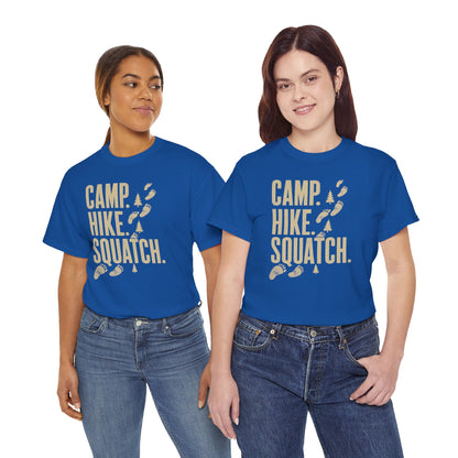 Camp Hike Squatch T-Shirt - Modern Outdoor Bigfoot Graphic Tee