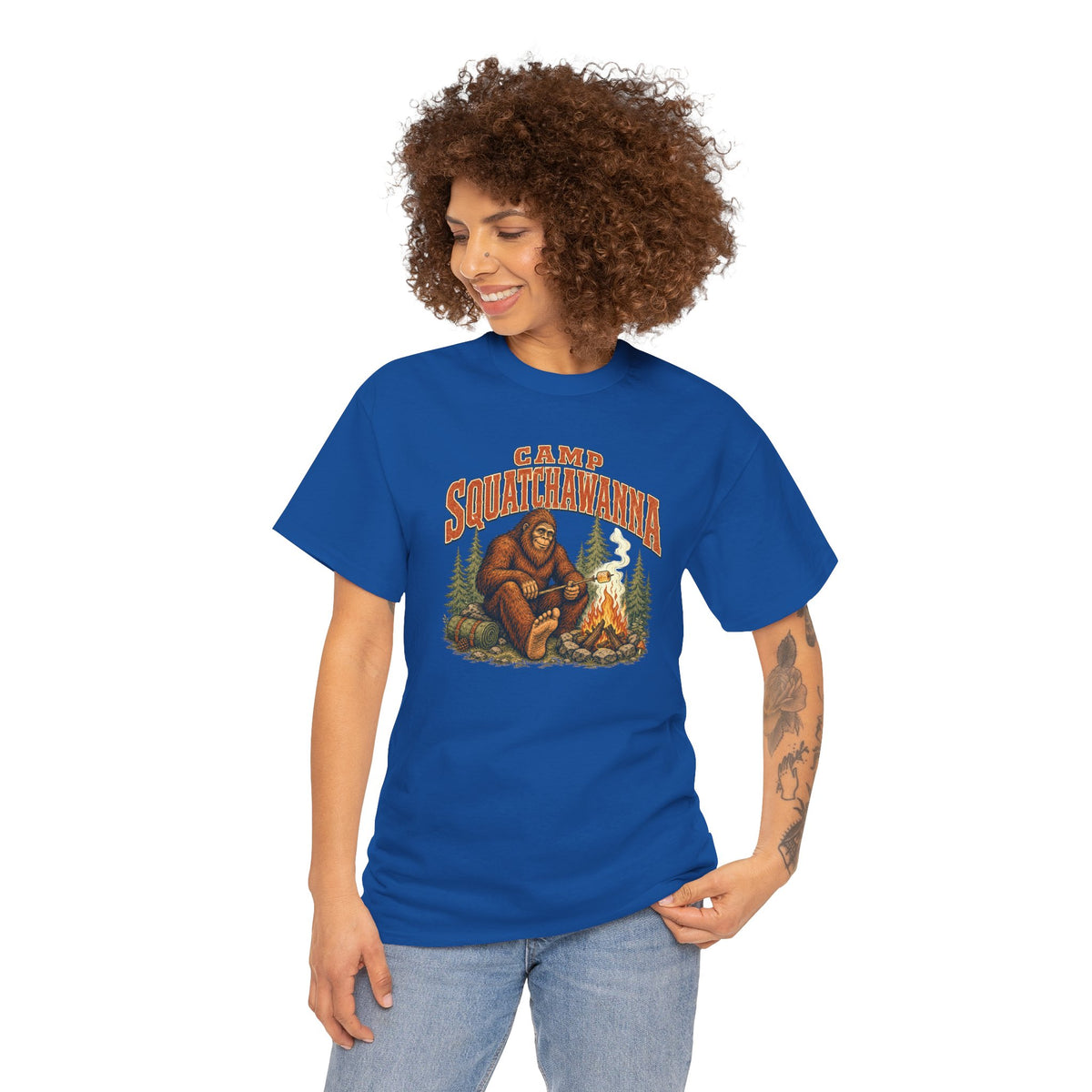 Camp Squatchawanna T-Shirt - Funny Bigfoot Campfire Graphic Tee