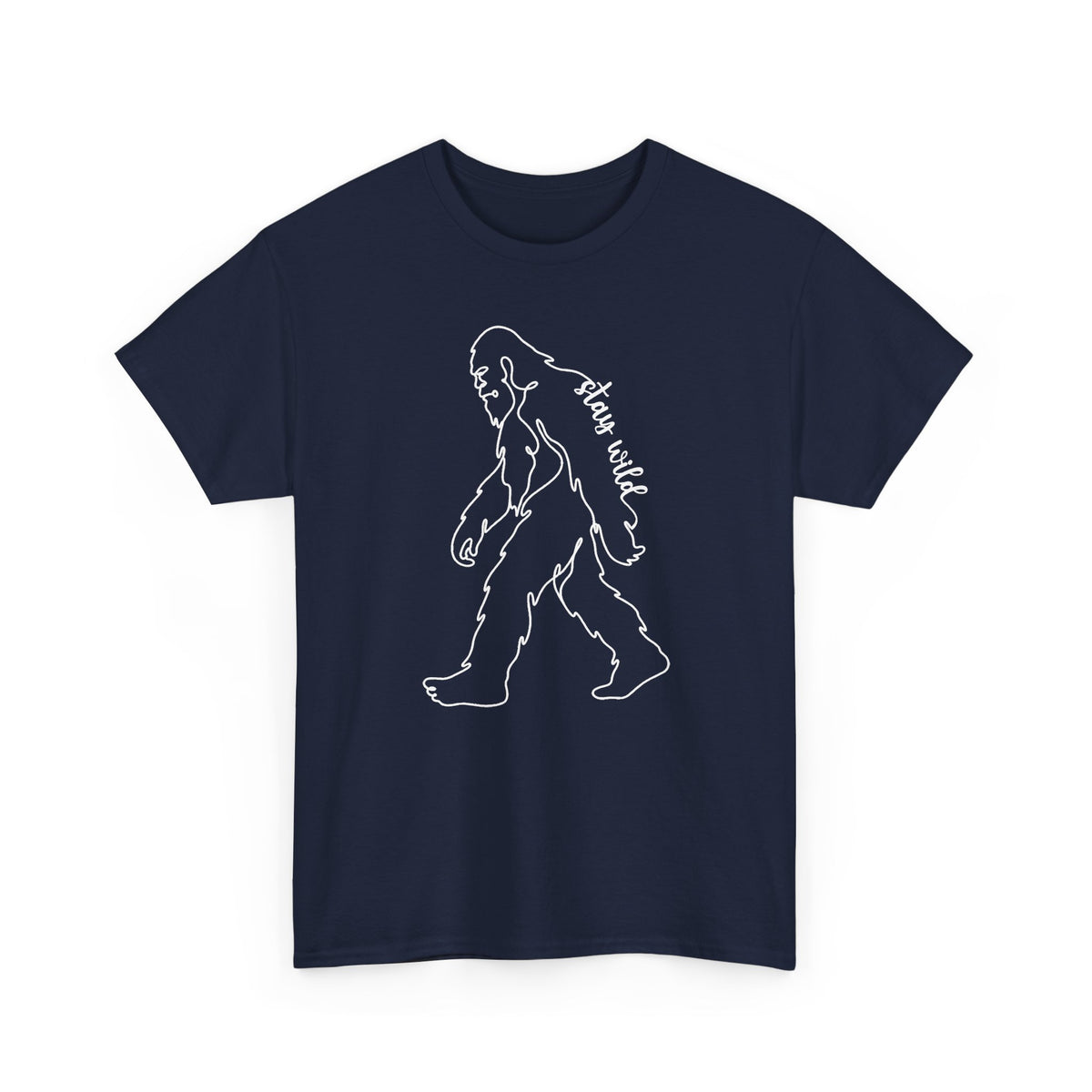 Minimalist Bigfoot Line Art T-Shirt - Stay Wild Boho Graphic Tee