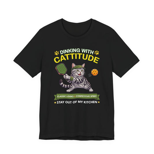 American Shorthair Cat Pickleball T-Shirt - Dinking With Cattitude Funny Shirt