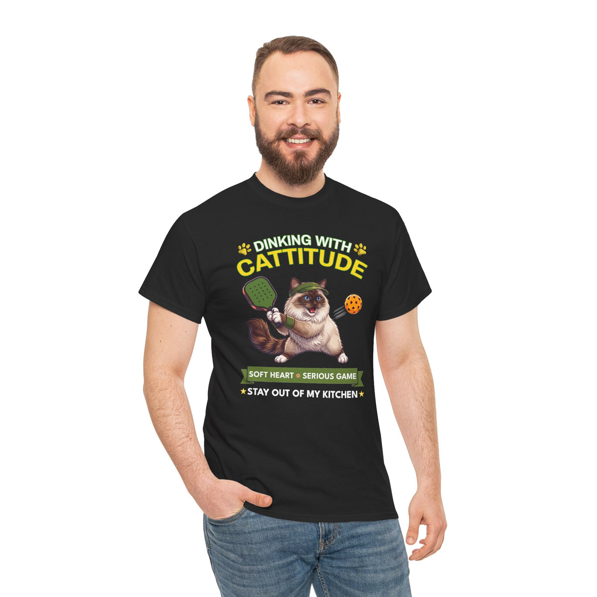 Ragdoll Cat Pickleball T-Shirt - Dinking With Cattitude Funny Shirt