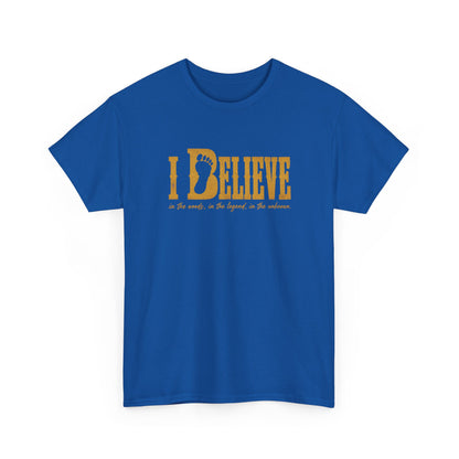 I Believe T-Shirt - Bigfoot Footprint Typography Graphic Tee
