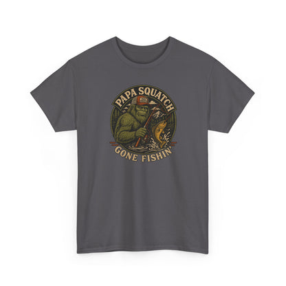 Papa Squatch Gone Fishin' T-Shirt - Funny Bigfoot Fishing Dad Tee