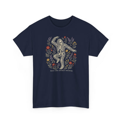 Dancing Bigfoot Skeleton T-Shirt - Whimsical Wildflower Graphic Tee