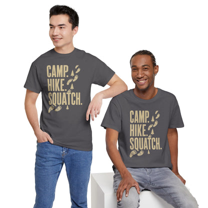 Camp Hike Squatch T-Shirt - Modern Outdoor Bigfoot Graphic Tee