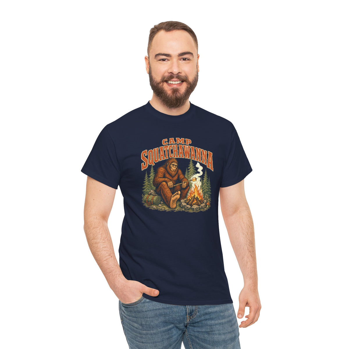 Camp Squatchawanna T-Shirt - Funny Bigfoot Campfire Graphic Tee