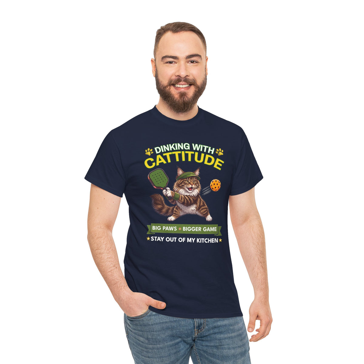 Maine Coon Cat Pickleball T-Shirt - Dinking With Cattitude Funny Shirt