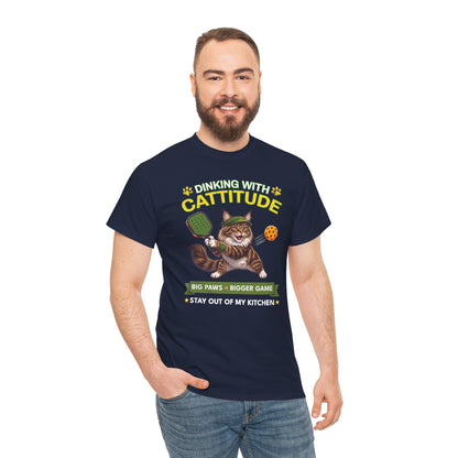 Maine Coon Cat Pickleball T-Shirt - Dinking With Cattitude Funny Shirt