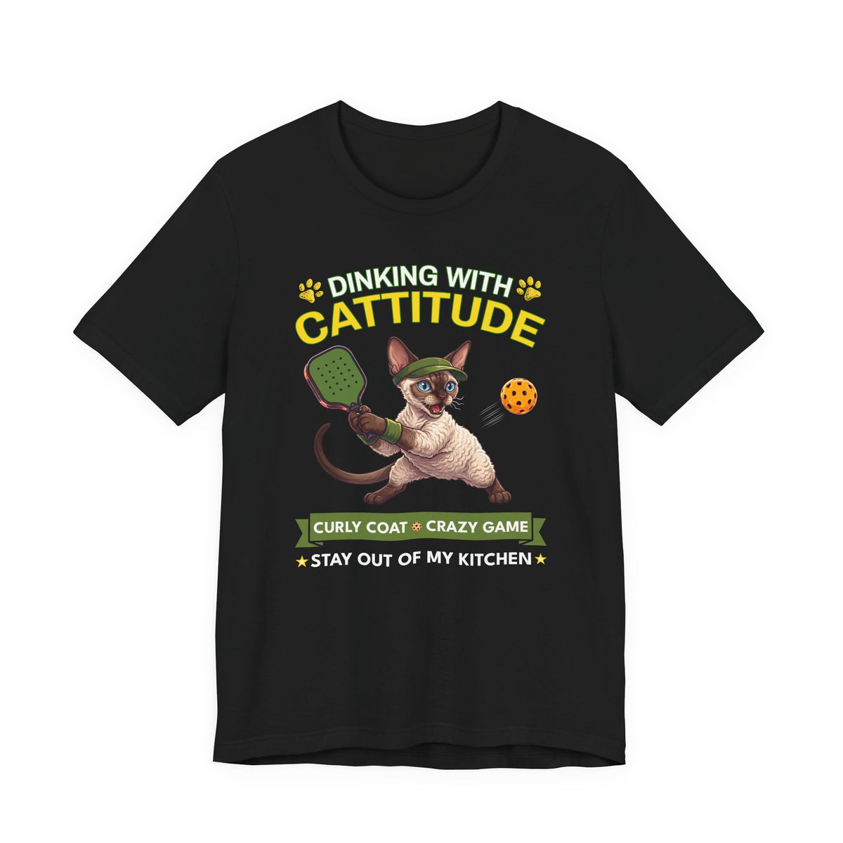 Devon Rex Cat Pickleball T-Shirt - Dinking With Cattitude Funny Shirt