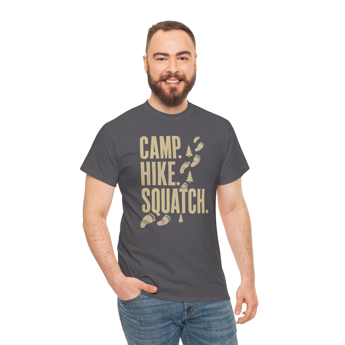 Camp Hike Squatch T-Shirt - Modern Outdoor Bigfoot Graphic Tee