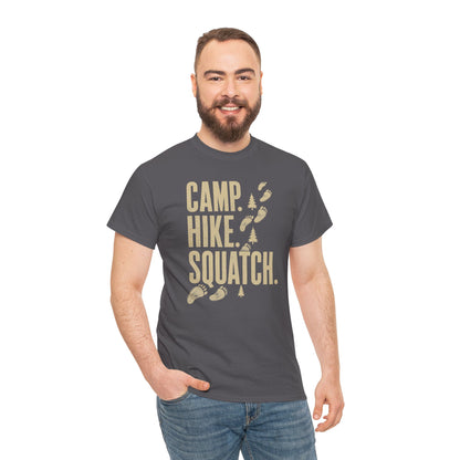 Camp Hike Squatch T-Shirt - Modern Outdoor Bigfoot Graphic Tee