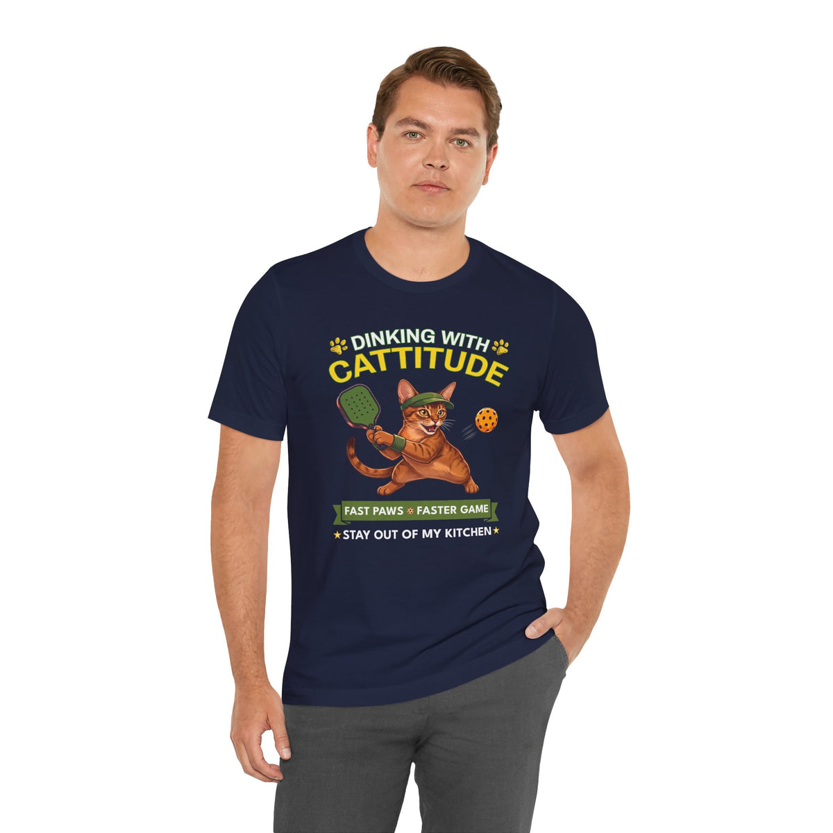 Abyssinian Cat Pickleball T-Shirt - Dinking With Cattitude Funny Shirt