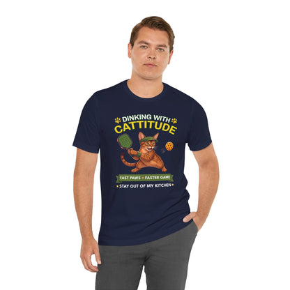 Abyssinian Cat Pickleball T-Shirt - Dinking With Cattitude Funny Shirt