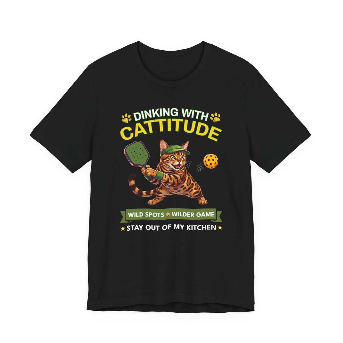 Bengal Cat Pickleball T-Shirt - Dinking With Cattitude Funny Shirt