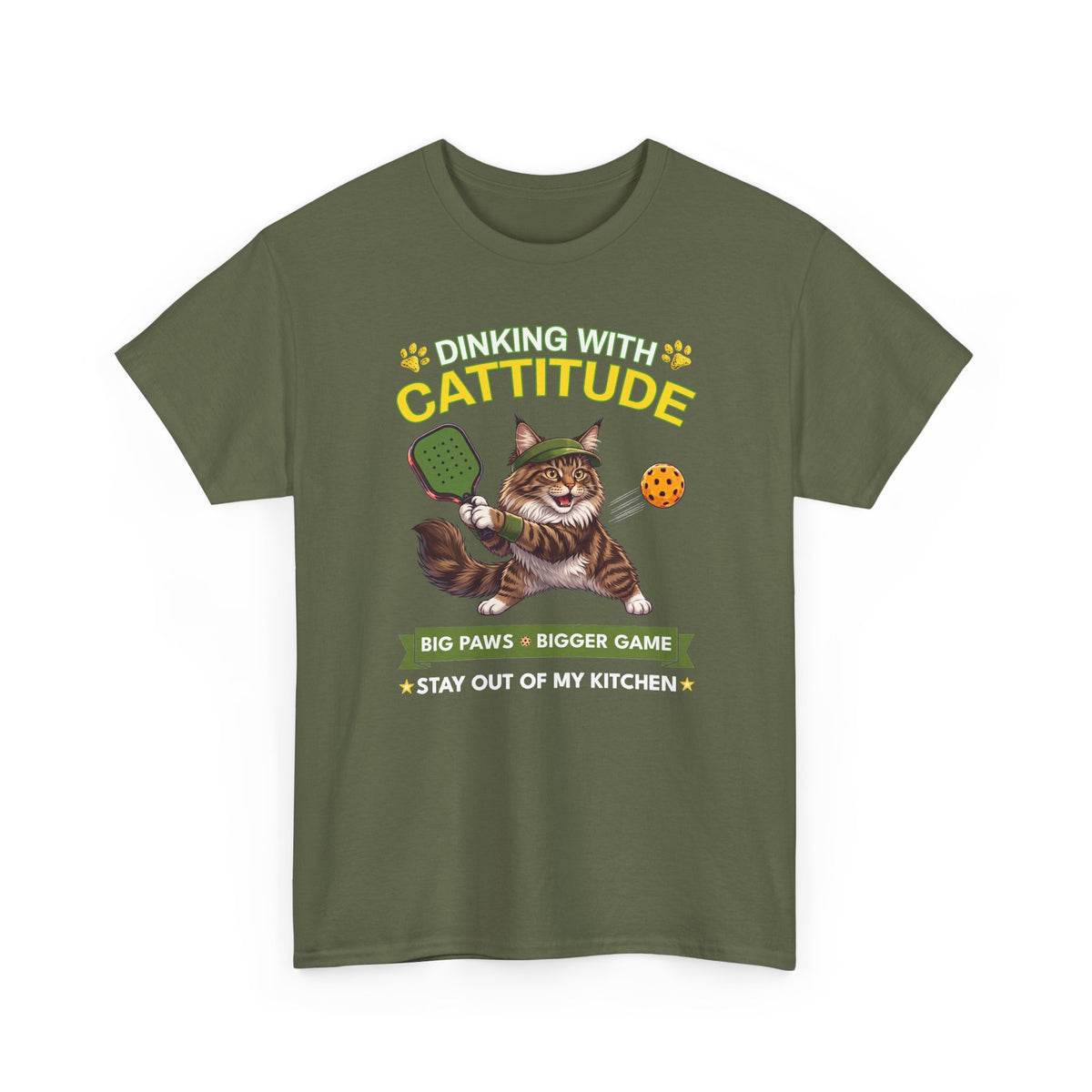 Maine Coon Cat Pickleball T-Shirt - Dinking With Cattitude Funny Shirt