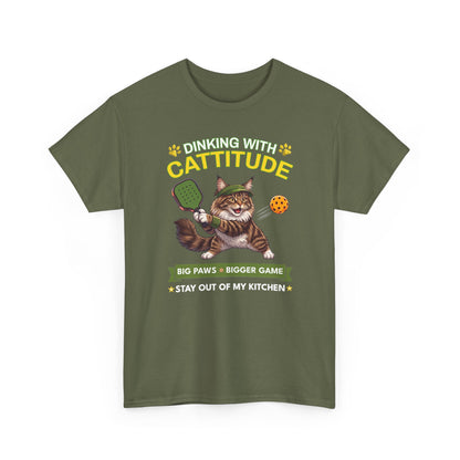 Maine Coon Cat Pickleball T-Shirt - Dinking With Cattitude Funny Shirt
