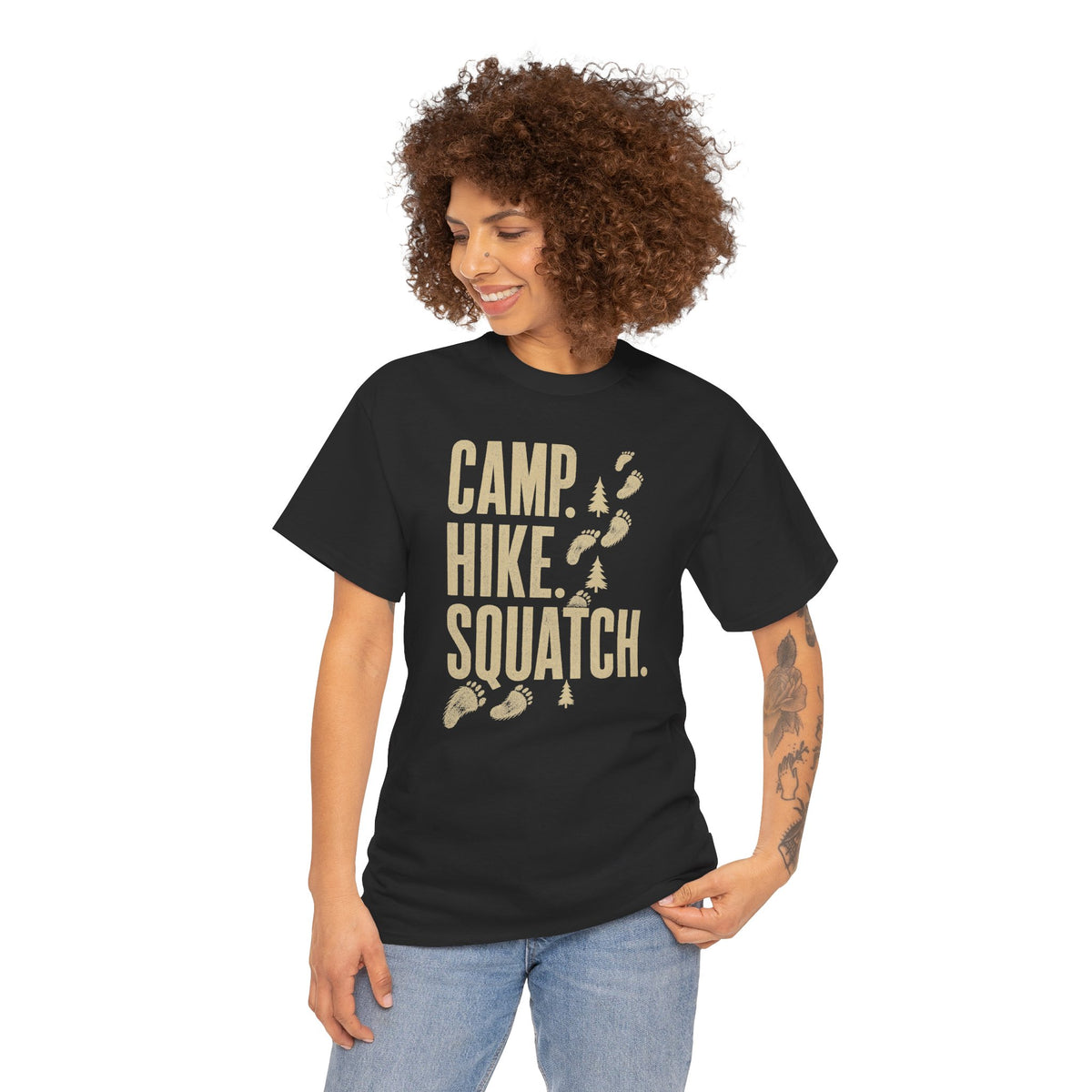 Camp Hike Squatch T-Shirt - Modern Outdoor Bigfoot Graphic Tee