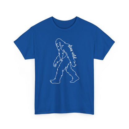 Minimalist Bigfoot Line Art T-Shirt - Stay Wild Boho Graphic Tee