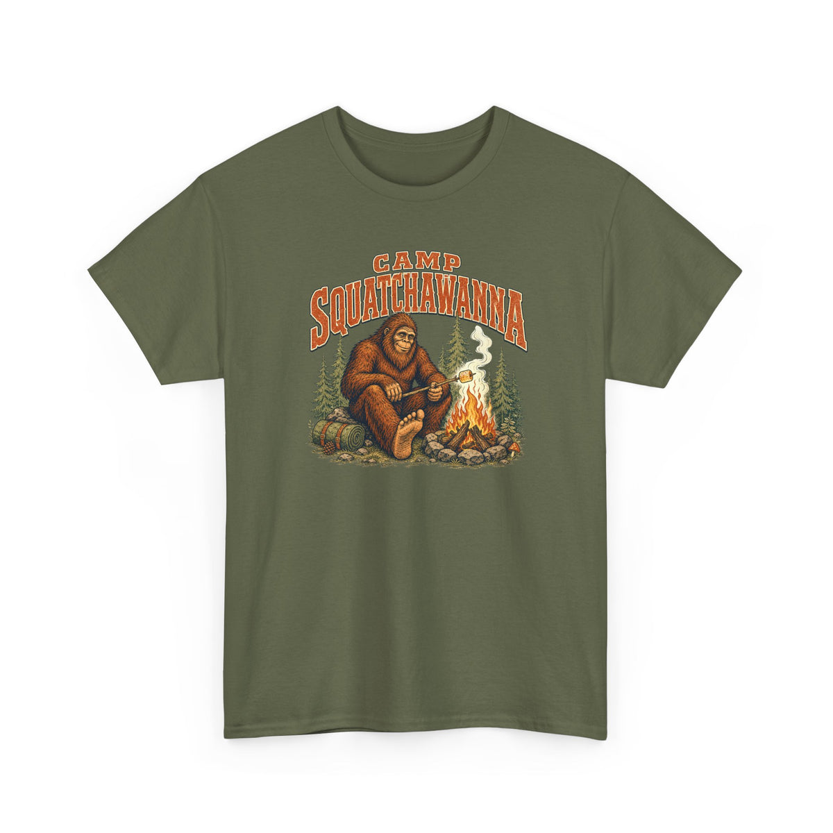 Camp Squatchawanna T-Shirt - Funny Bigfoot Campfire Graphic Tee