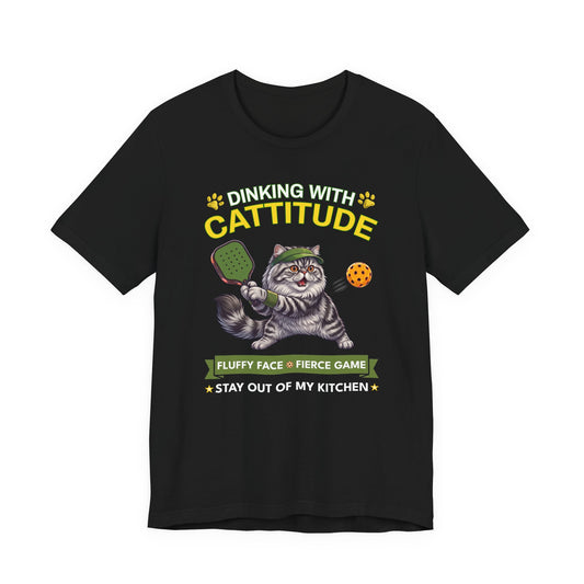 Persian Cat Pickleball T-Shirt - Dinking With Cattitude Funny Shirt