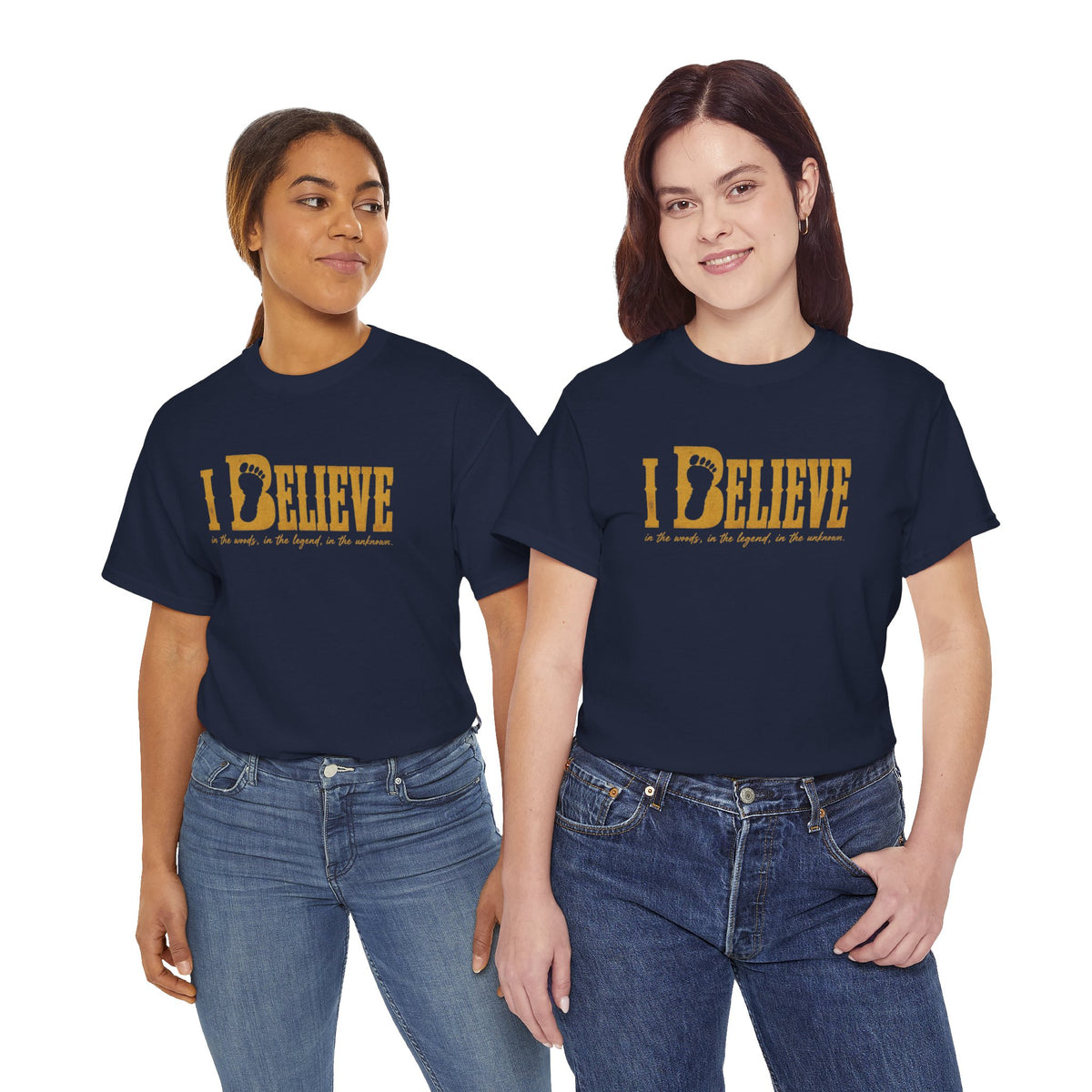 I Believe T-Shirt - Bigfoot Footprint Typography Graphic Tee