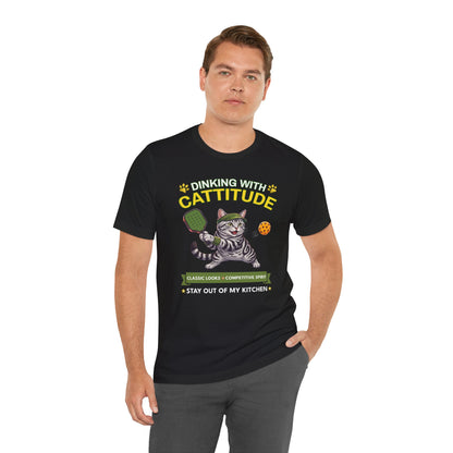 American Shorthair Cat Pickleball T-Shirt - Dinking With Cattitude Funny Shirt