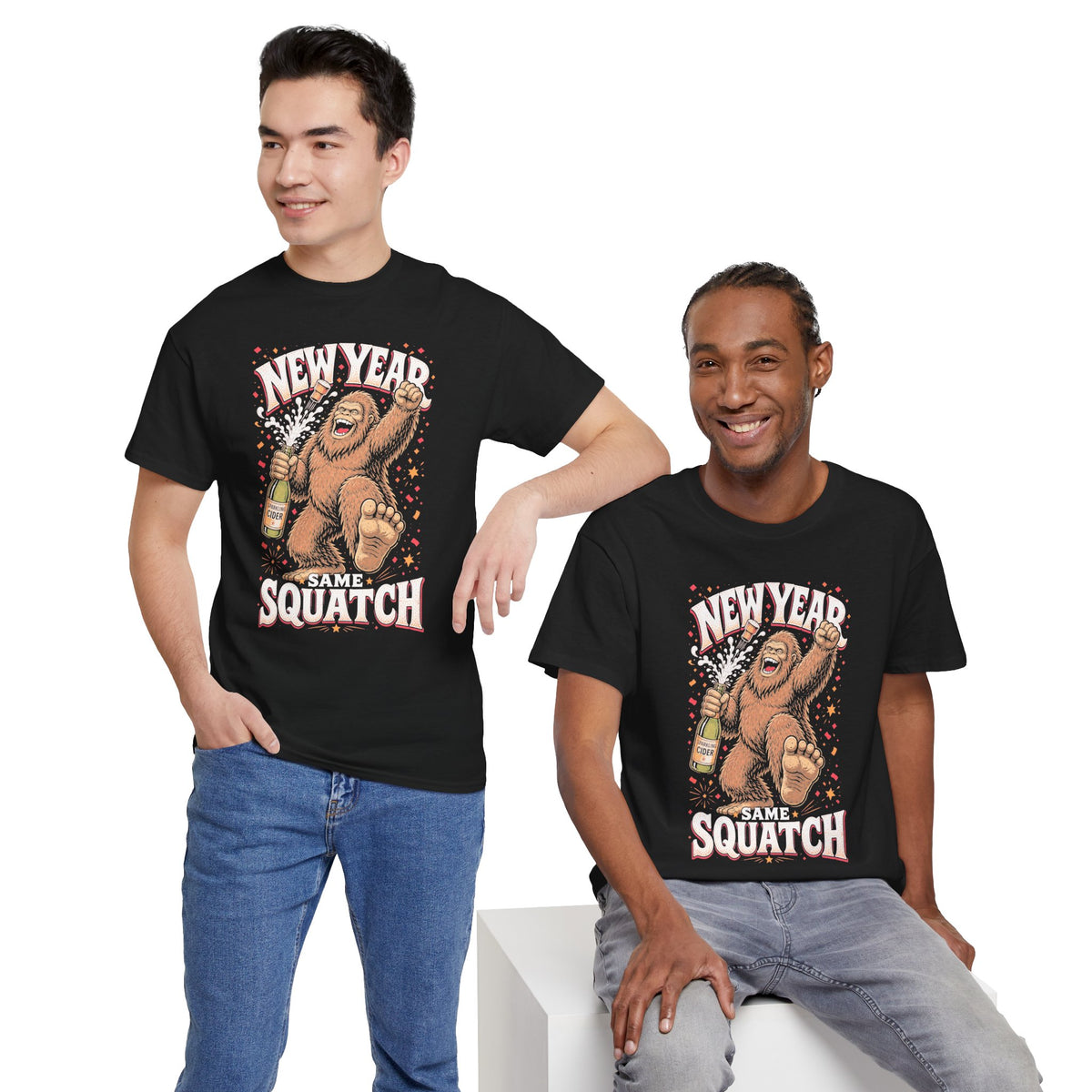 New Year Same Squatch T-Shirt - Funny Bigfoot New Year's Graphic Tee
