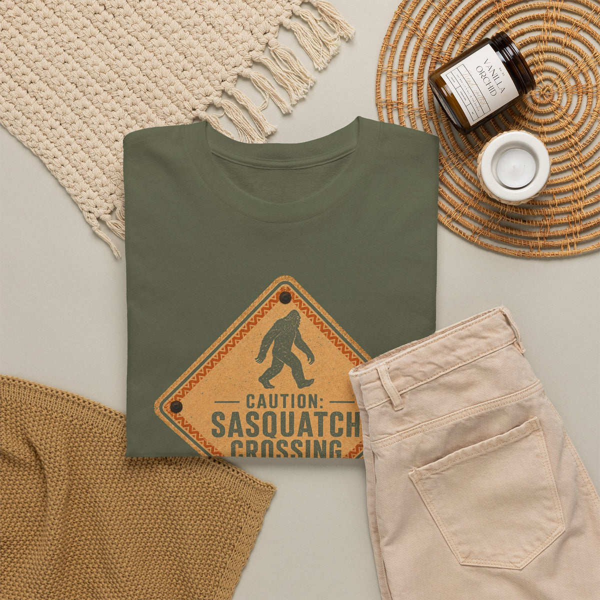 Sasquatch Crossing T-Shirt - Funny Retro Road Sign Bigfoot Graphic Tee