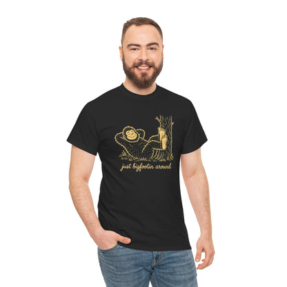 Just Bigfootin Around T-Shirt - Cute Cozy Pocket Print Graphic Tee