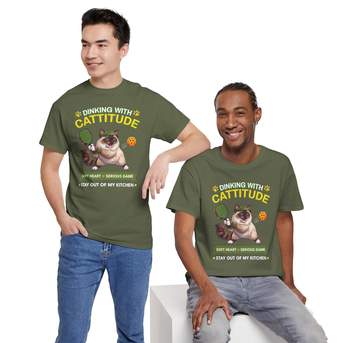 Ragdoll Cat Pickleball T-Shirt - Dinking With Cattitude Funny Shirt