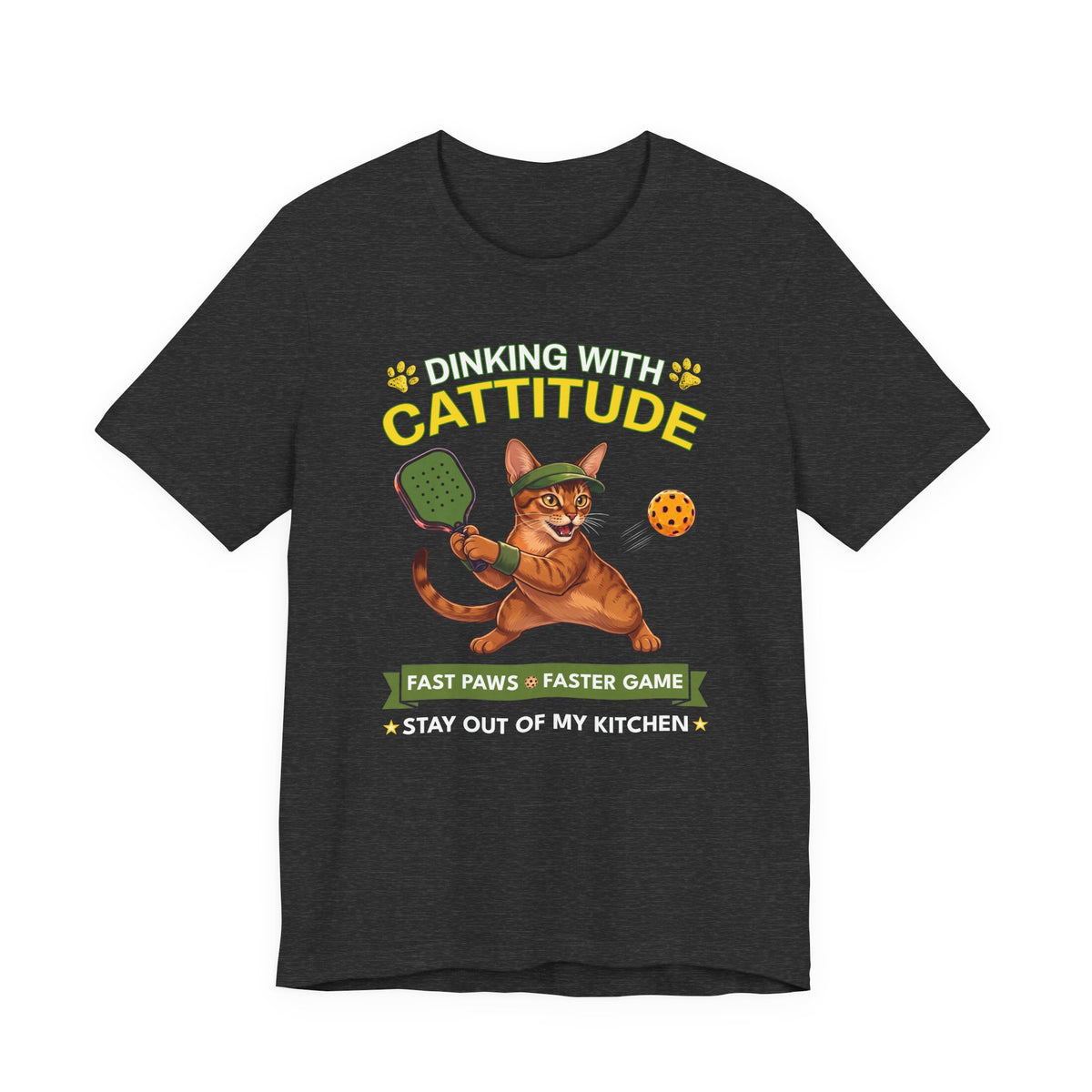 Abyssinian Cat Pickleball T-Shirt - Dinking With Cattitude Funny Shirt