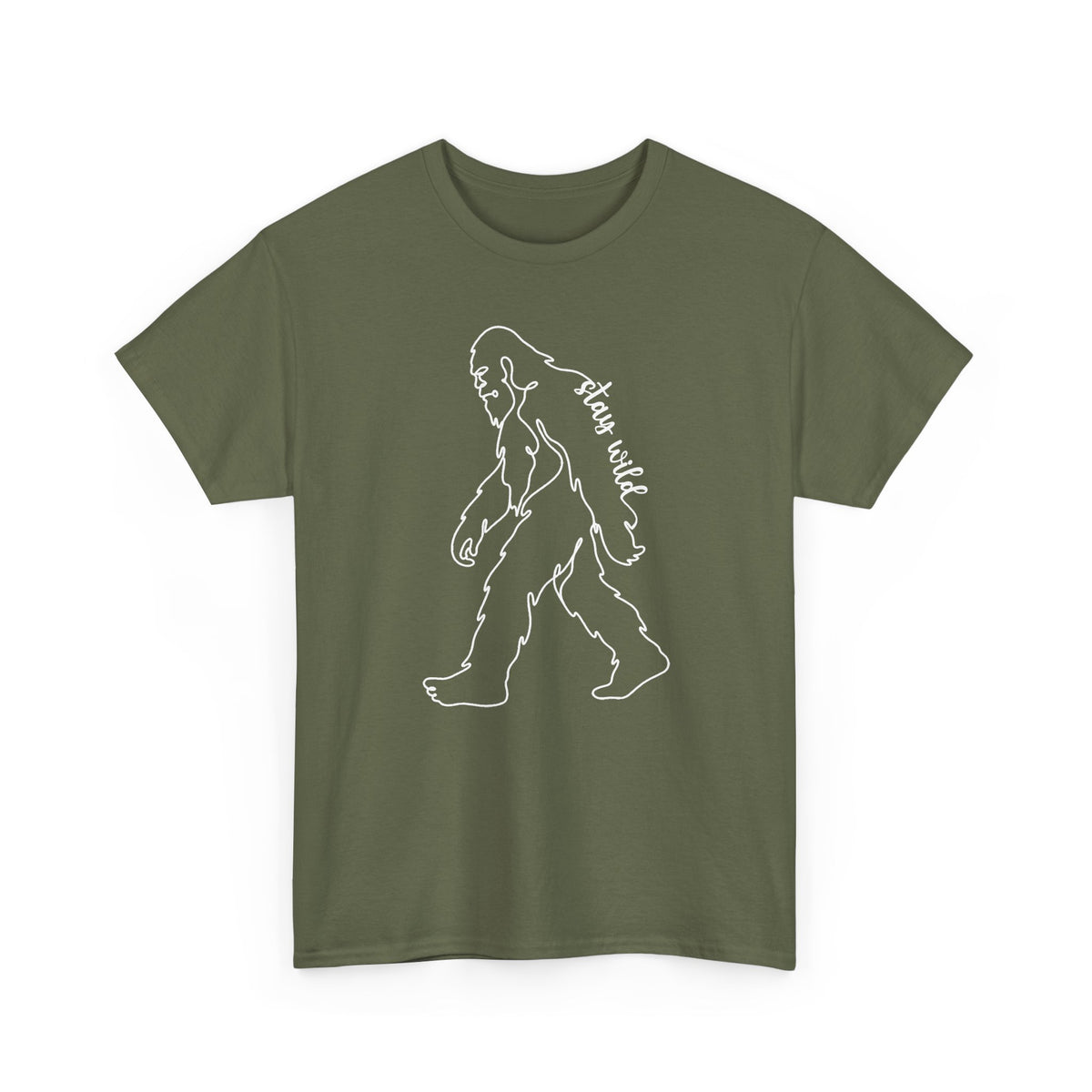 Minimalist Bigfoot Line Art T-Shirt - Stay Wild Boho Graphic Tee
