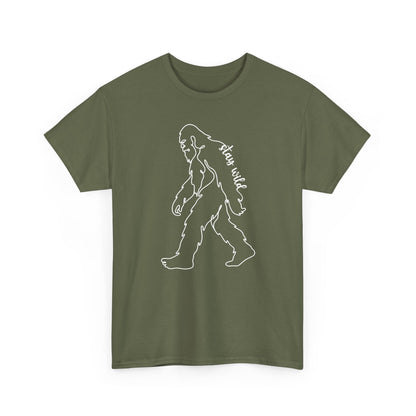 Minimalist Bigfoot Line Art T-Shirt - Stay Wild Boho Graphic Tee