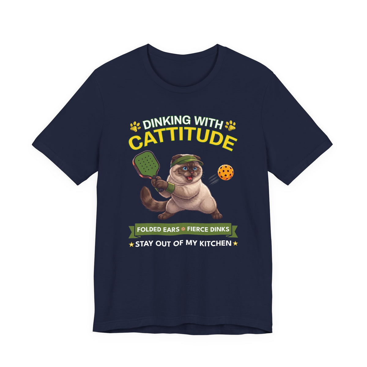 Scottish Fold Cat Pickleball T-Shirt - Dinking With Cattitude Funny Shirt