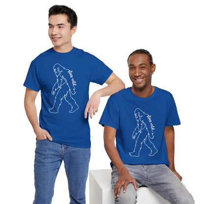 Minimalist Bigfoot Line Art T-Shirt - Stay Wild Boho Graphic Tee