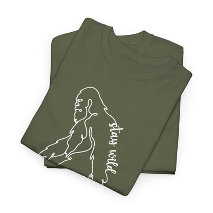 Minimalist Bigfoot Line Art T-Shirt - Stay Wild Boho Graphic Tee