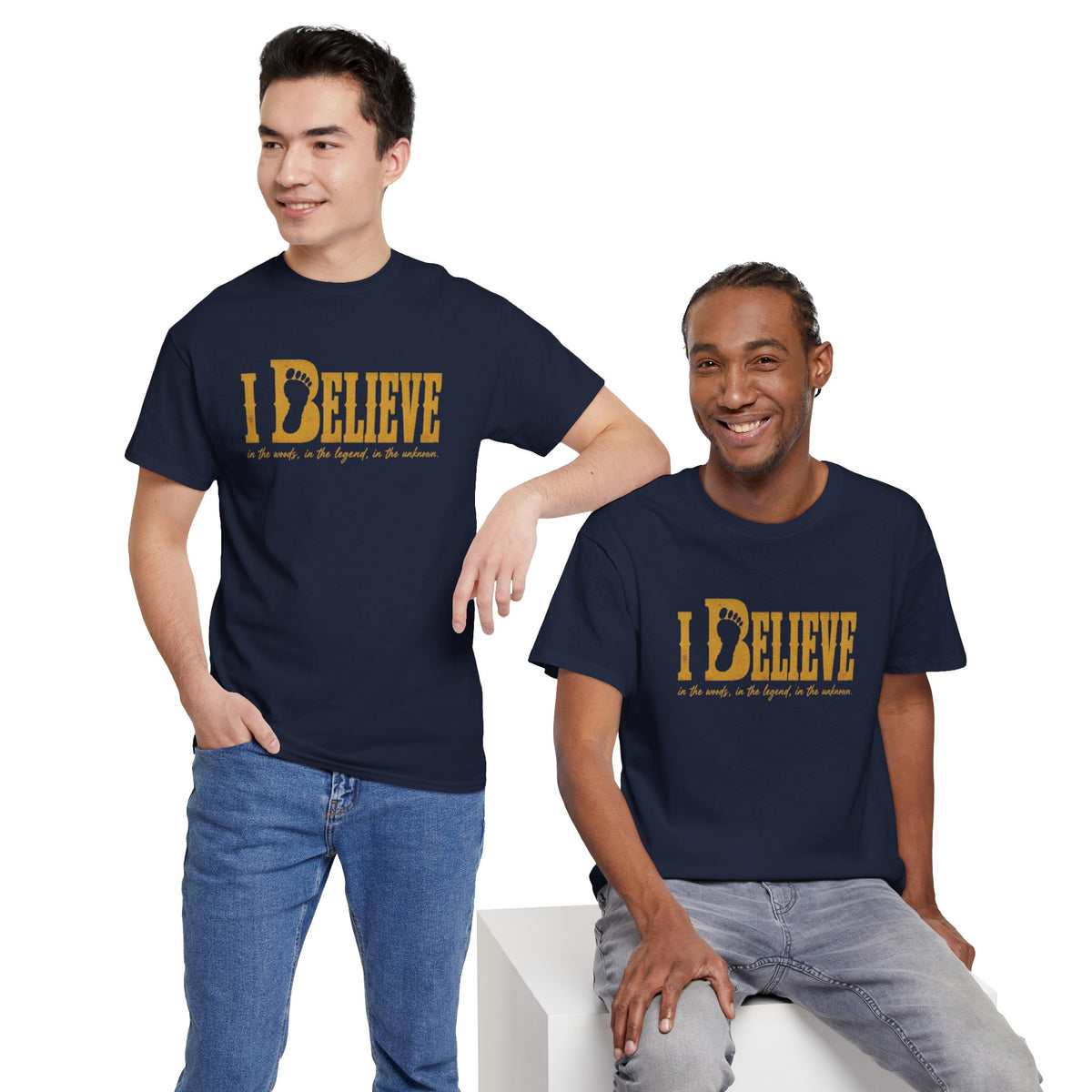 I Believe T-Shirt - Bigfoot Footprint Typography Graphic Tee