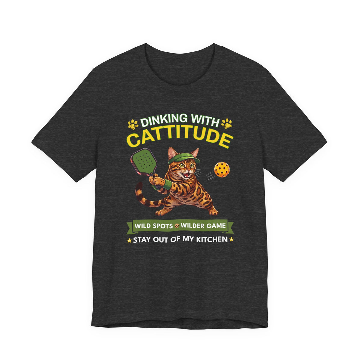 Bengal Cat Pickleball T-Shirt - Dinking With Cattitude Funny Shirt