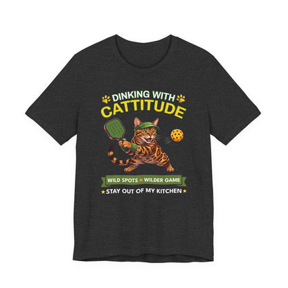 Bengal Cat Pickleball T-Shirt - Dinking With Cattitude Funny Shirt