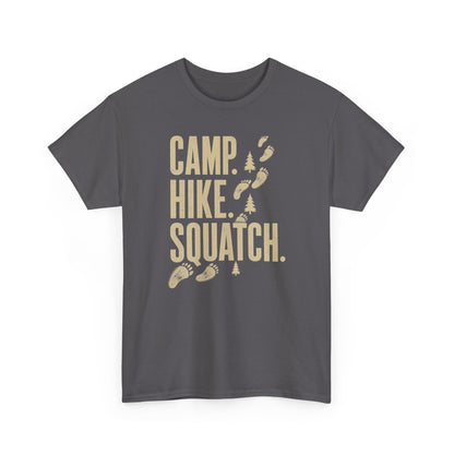 Camp Hike Squatch T-Shirt - Modern Outdoor Bigfoot Graphic Tee