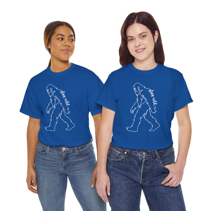 Minimalist Bigfoot Line Art T-Shirt - Stay Wild Boho Graphic Tee