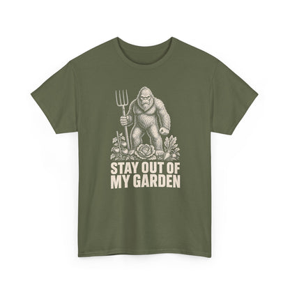 Stay Out Of My Garden T-Shirt - Funny Bigfoot Gardener Graphic Tee