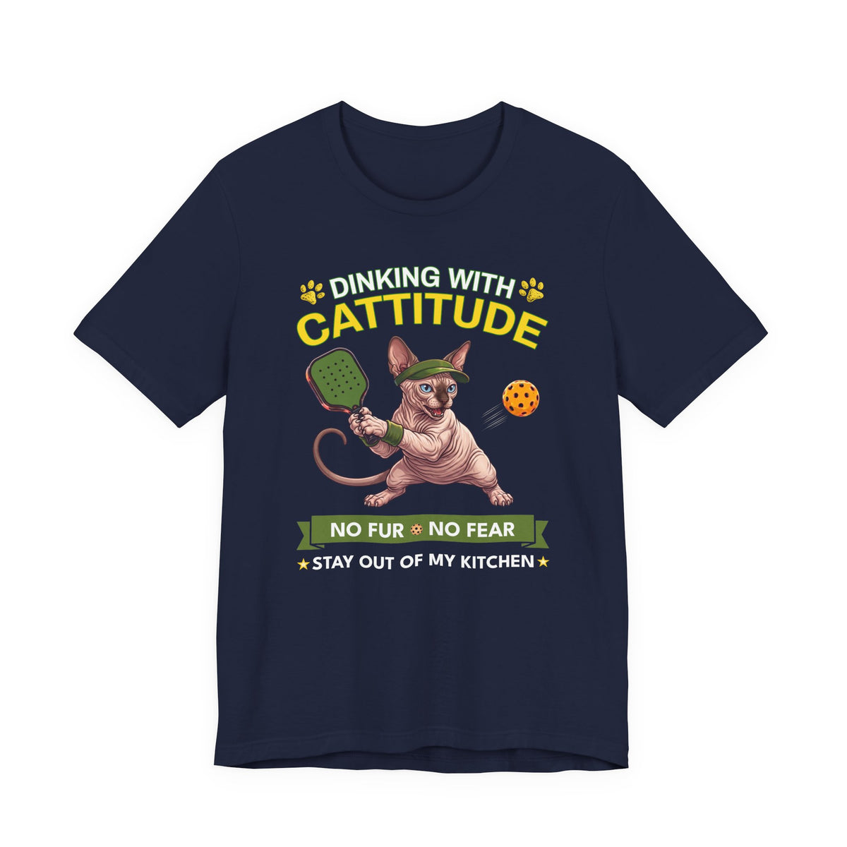 Sphynx Cat Pickleball T-Shirt - Dinking With Cattitude Funny Shirt