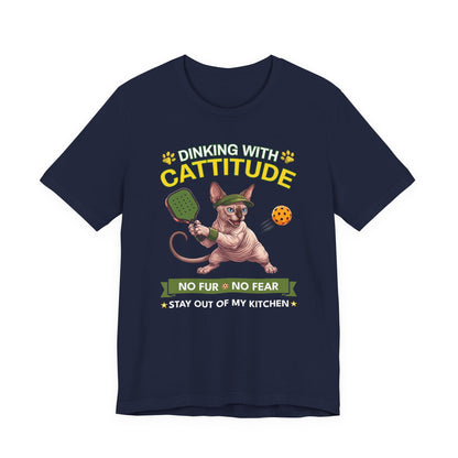 Sphynx Cat Pickleball T-Shirt - Dinking With Cattitude Funny Shirt