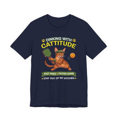 Abyssinian Cat Pickleball T-Shirt - Dinking With Cattitude Funny Shirt