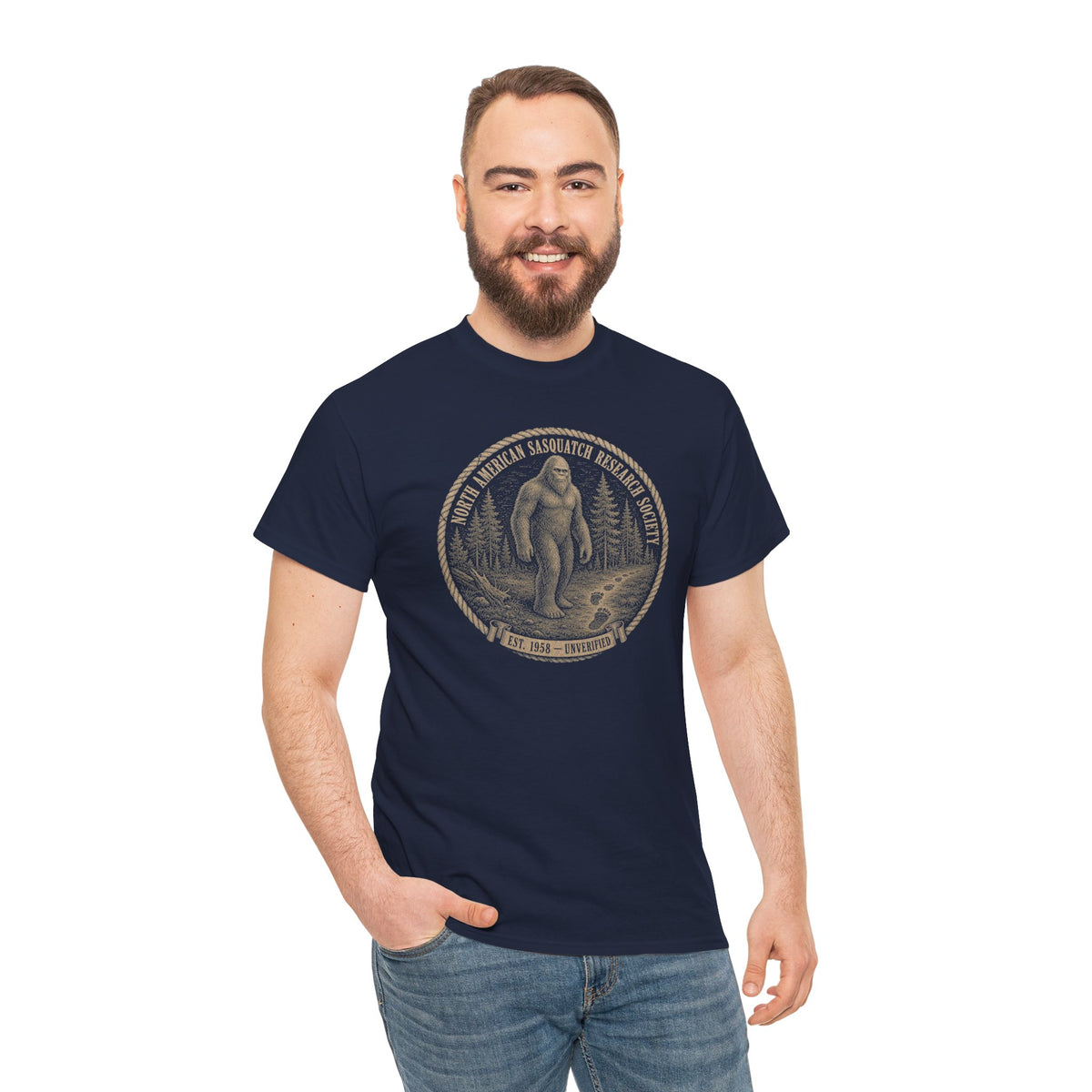 Sasquatch Research Society T-Shirt - Vintage Scientific Bigfoot Badge Tee