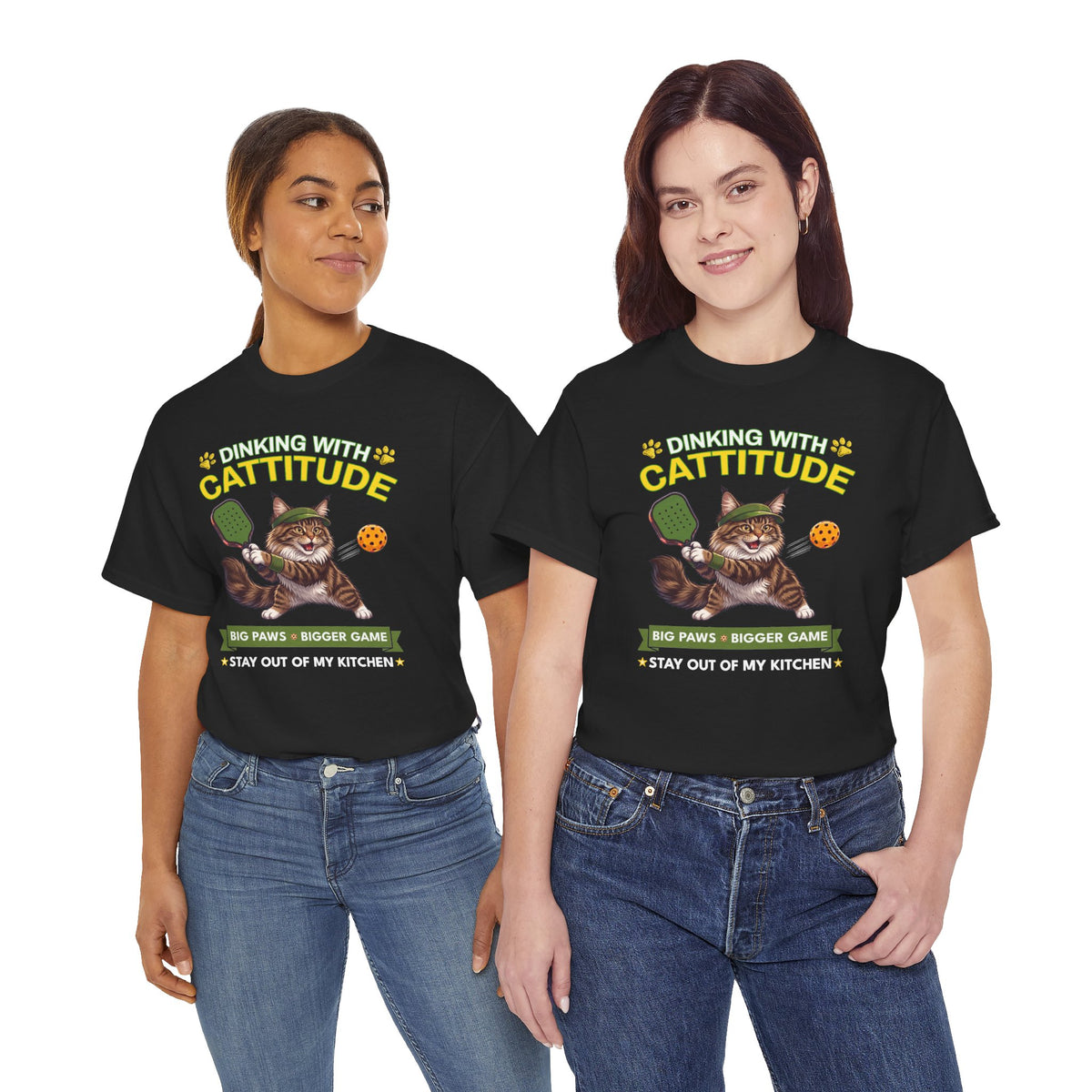 Maine Coon Cat Pickleball T-Shirt - Dinking With Cattitude Funny Shirt