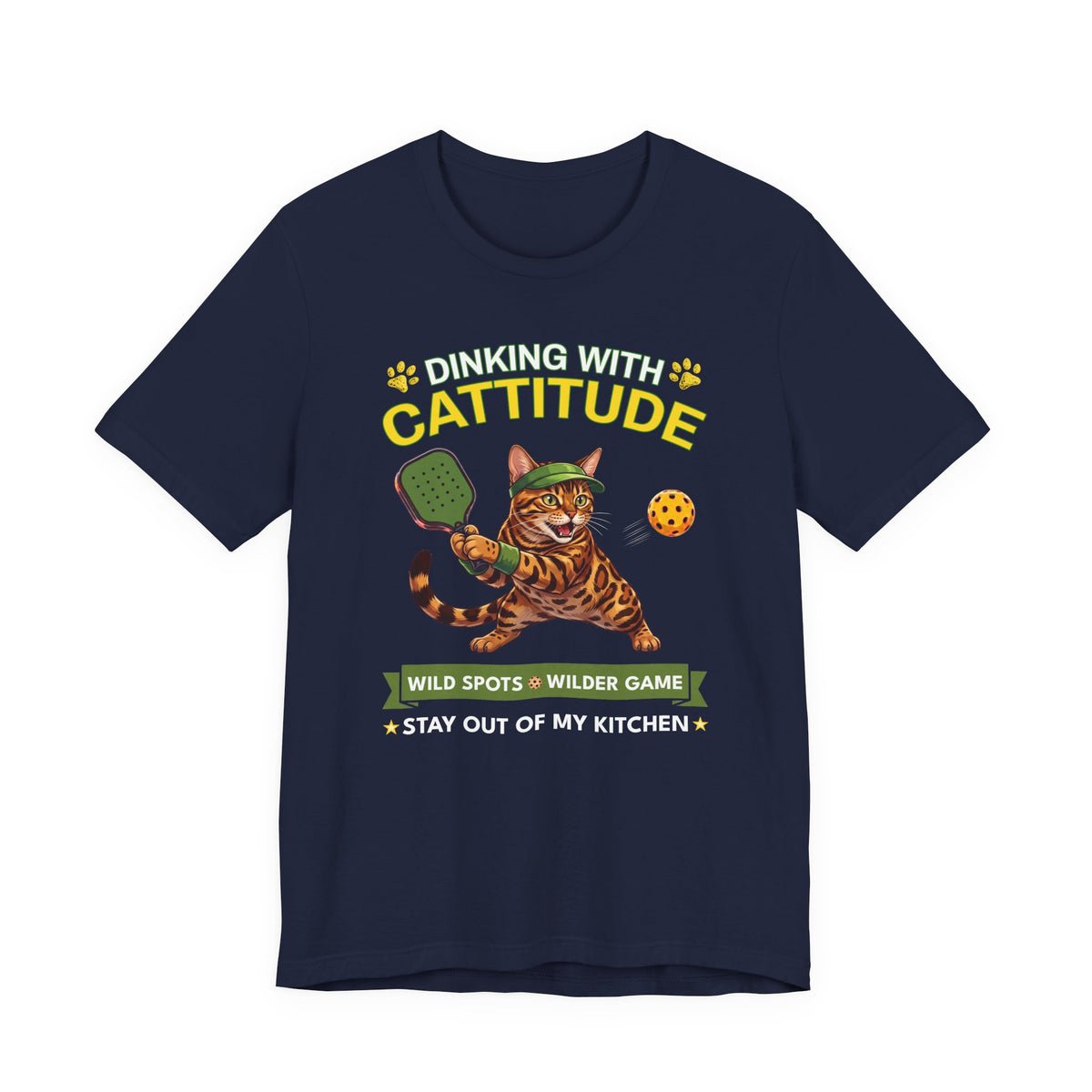 Bengal Cat Pickleball T-Shirt - Dinking With Cattitude Funny Shirt